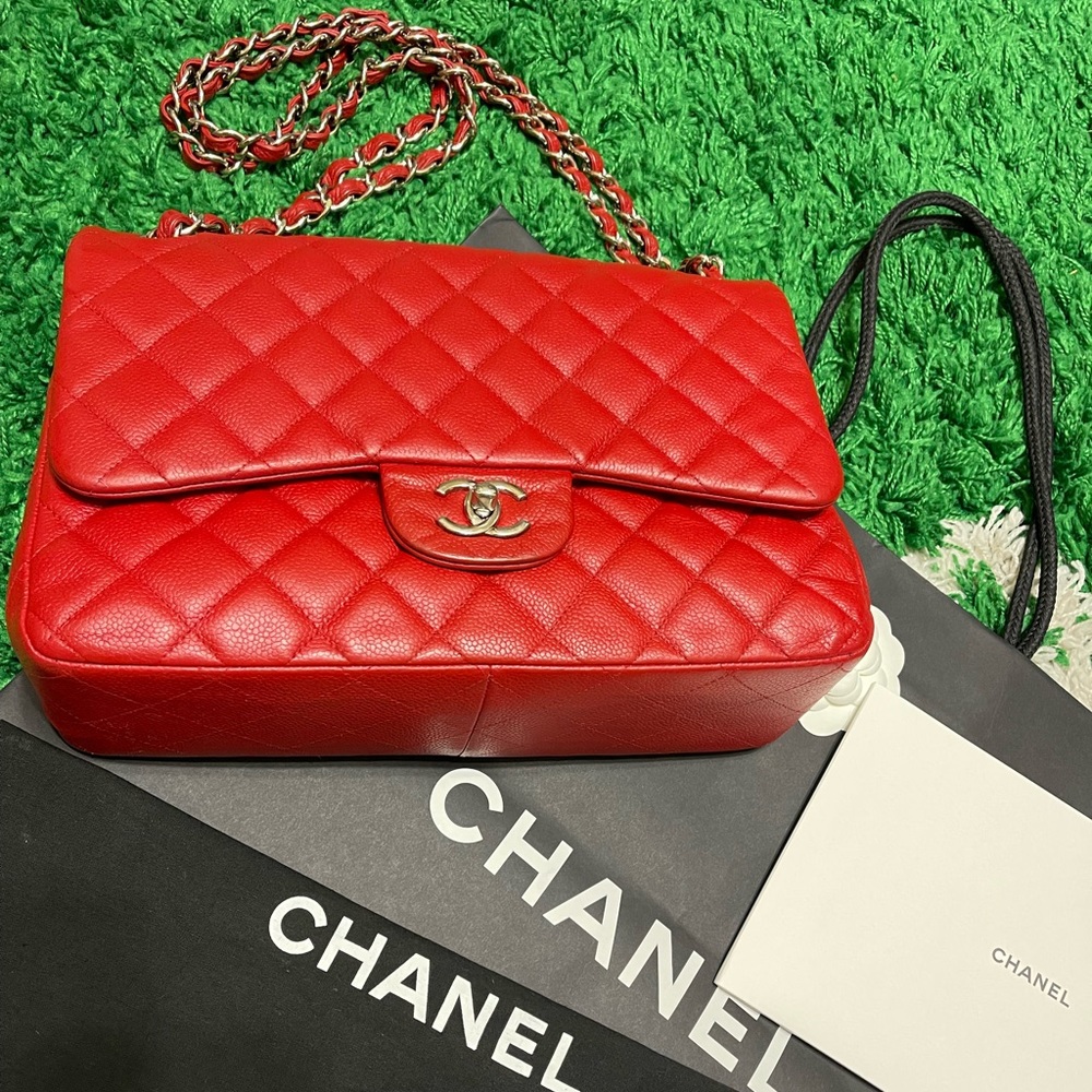 Chanel Jumbo Red Double Flap